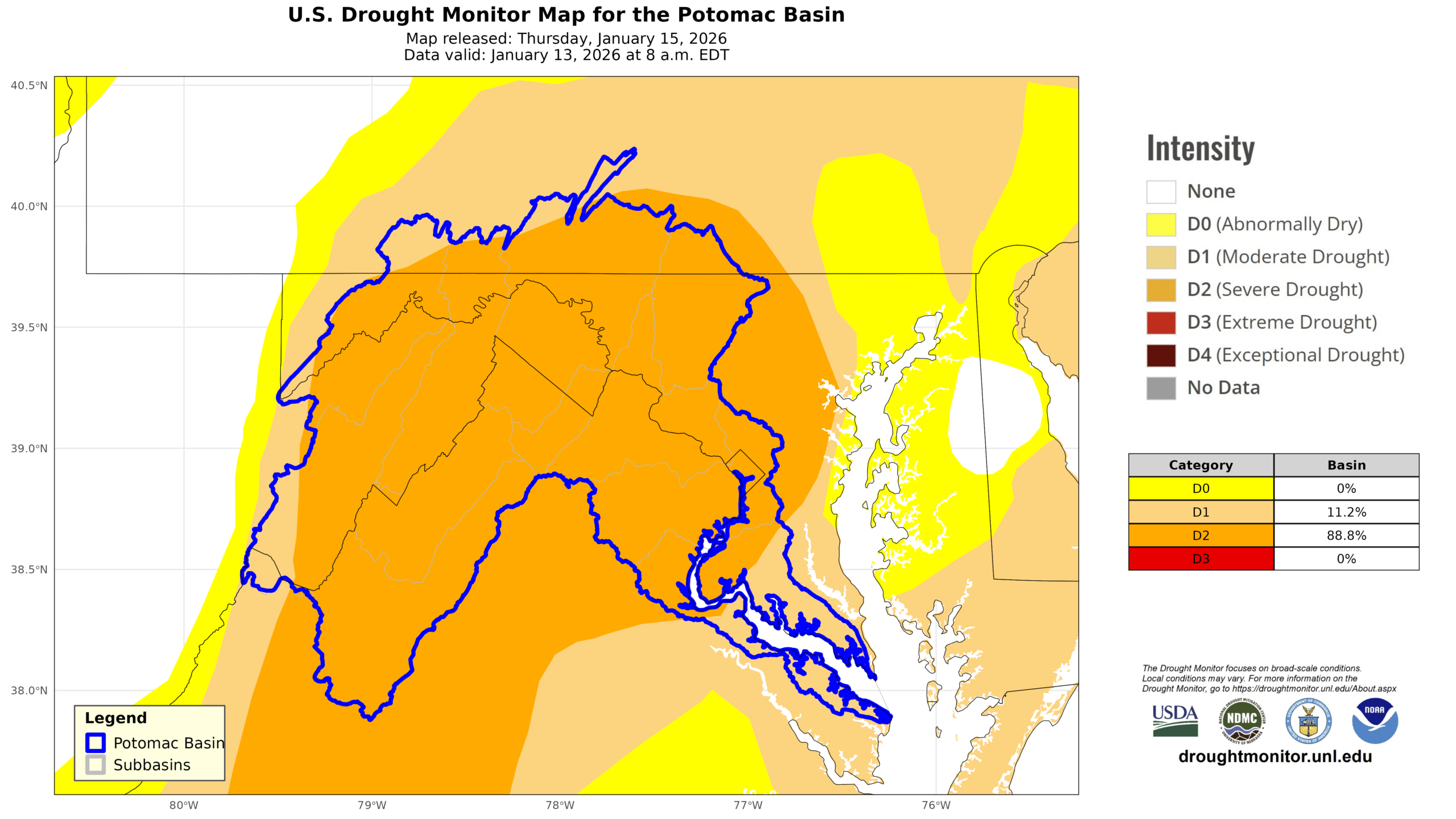 Washington County, central Maryland remains in severe drought